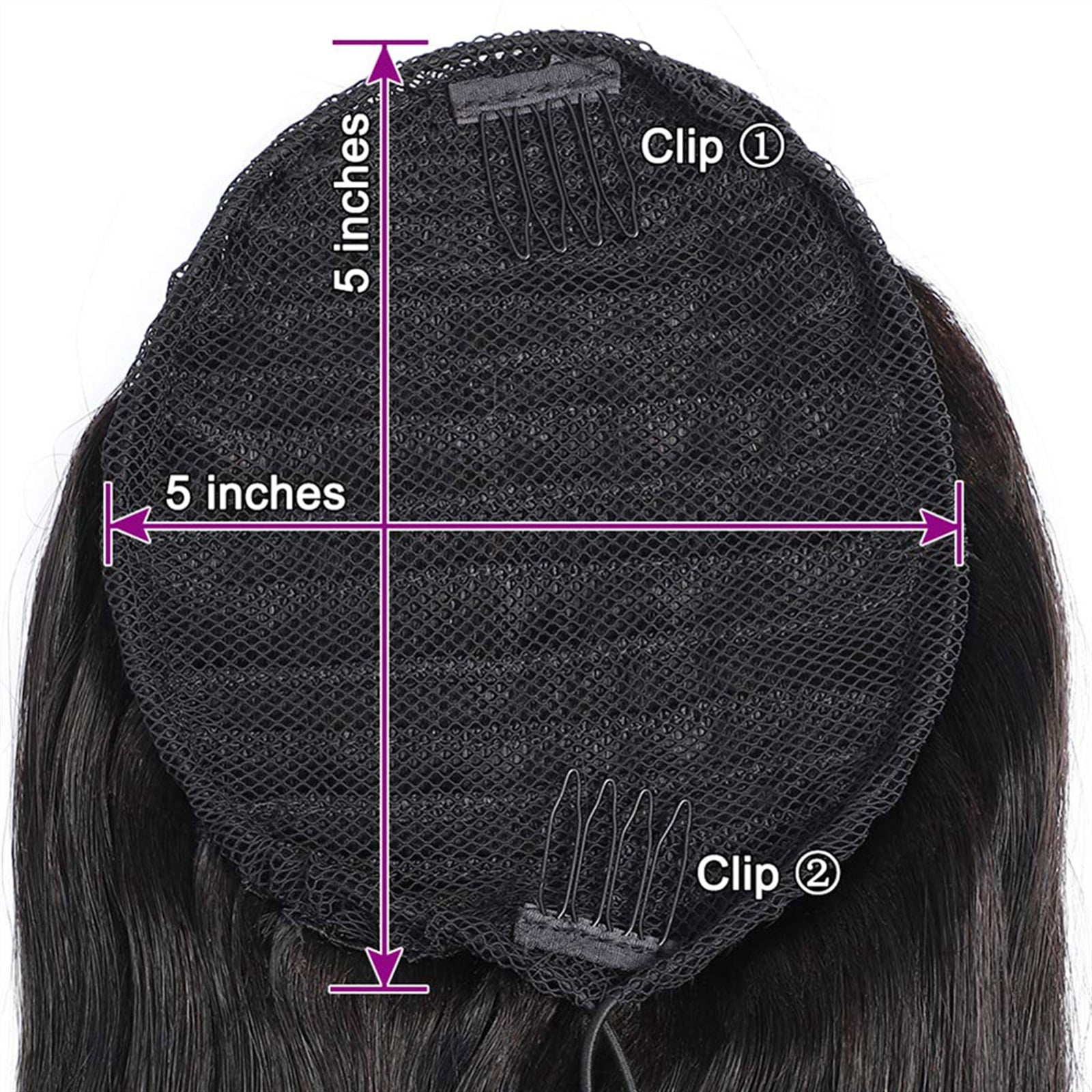 8-30" Straight Brazilian Drawstring Ponytail Hairpieces for Women Drawstring Ponytail Human Hair Extensions Unprocessed Natural Color Human Hair