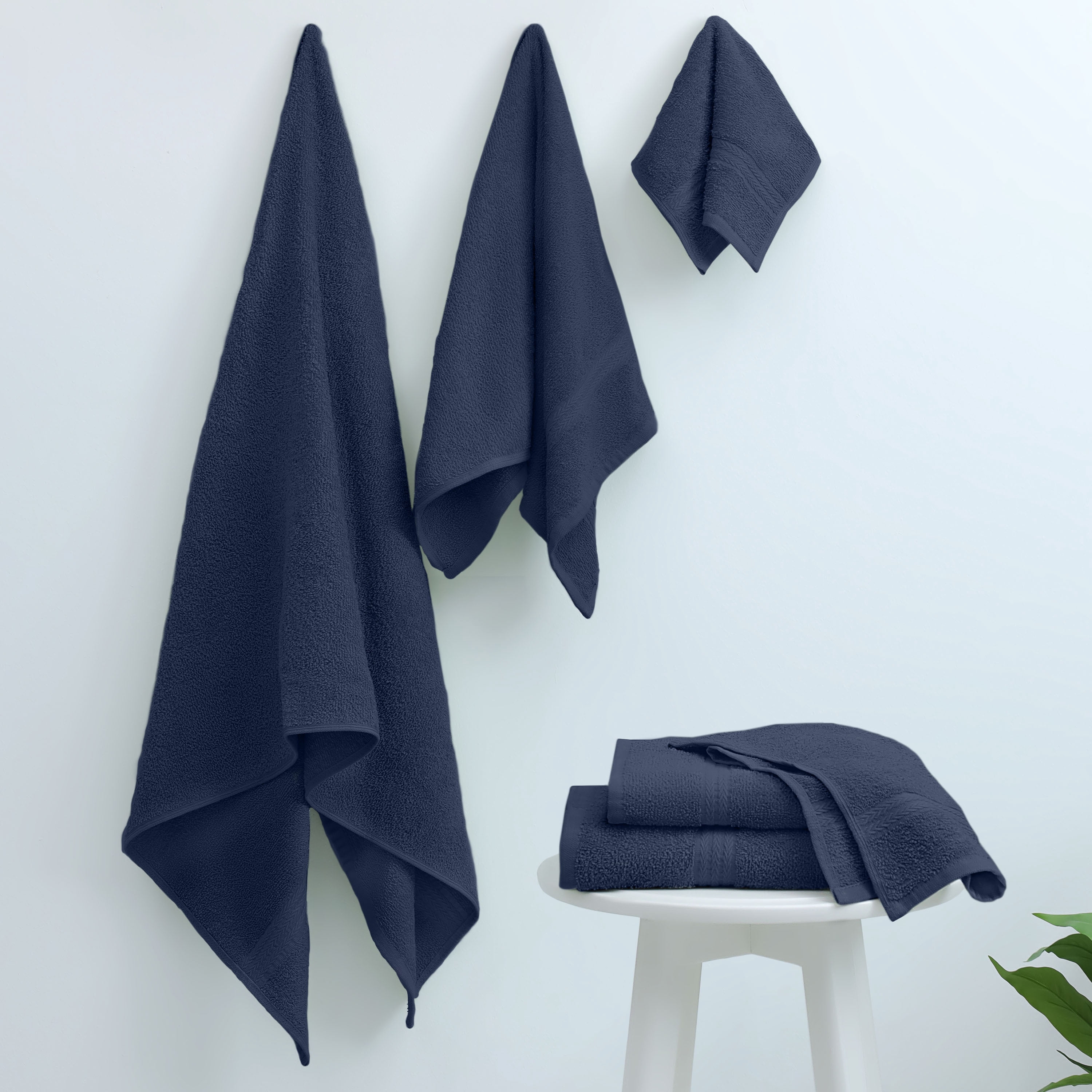 Martex Easy Living 6-Piece Cotton Towel Set, Soft & Quick-Dry Towels, Navy