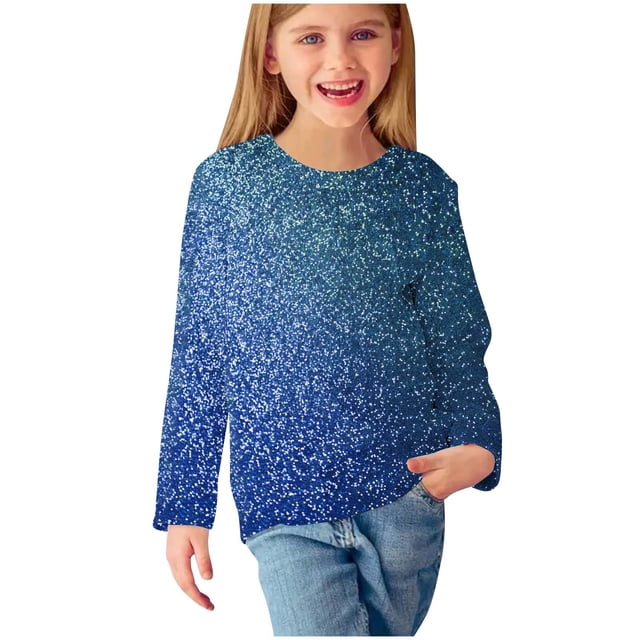 Économies d'Hiver! SROBPTY Chandails à Manches Longues pour Tout-Petits, Hauts, Bas à Enfiler à Manches Longues Imprimés à la Mode pour Garçons et Filles, Col Rond /chemises Multicolore, 140
