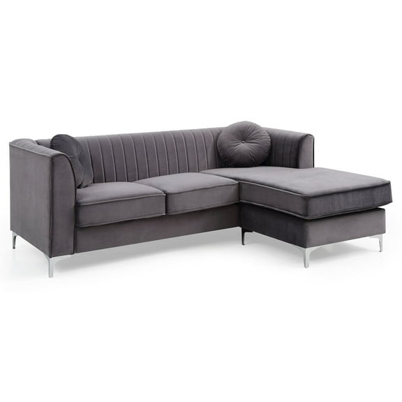 Glory Furniture Delray Sofa Chaise in Gray Color
