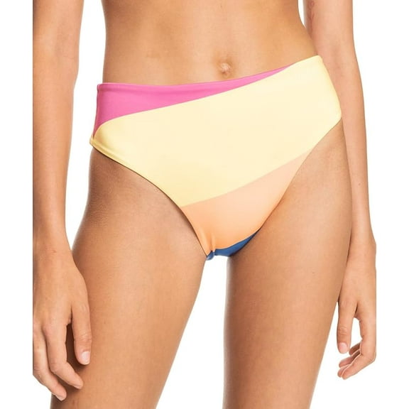 Roxy BRIGHT WHITE Pop Surf Reversible Mid-Waist Bikini Swim Bottom, US Small