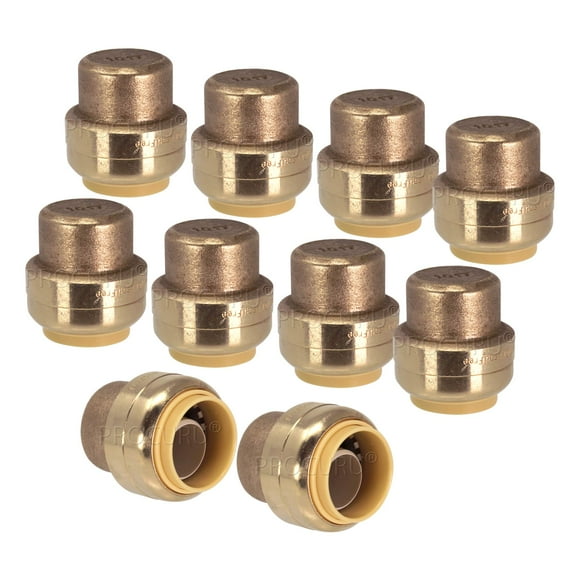 PROCURU 1/2-Inch PushFit End Cap, Push-to-Connect Plumbing Fitting for Copper, PEX, CPVC, PE-RT Pipe (1/2", 10-Pack)