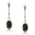 thumbnail image 2 of Gem Stone King 925 Sterling Silver Brown Smoky Quartz Drop Dangle Leverback Earrings for Women (2.40 Cttw, Gemstone, Oval 8X6MM), 2 of 4
