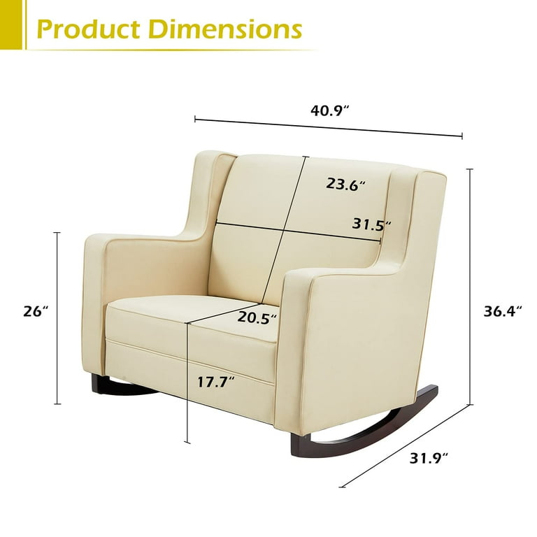 YODOLLA Upholstered Indoor Nursery Rocking Chair Spacious Wingback Double Wide Rocker Cream Walmart