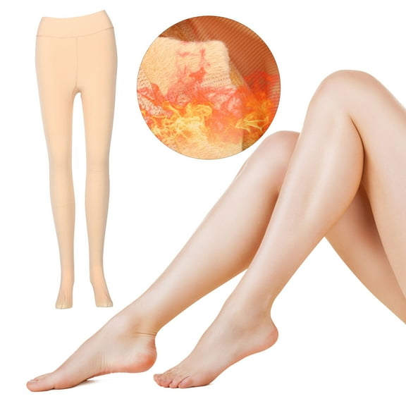 HOOWIFFY 1Pcs Beige Leggings for Women with High Elasticity and Thermal Insulation for Winter and Walking