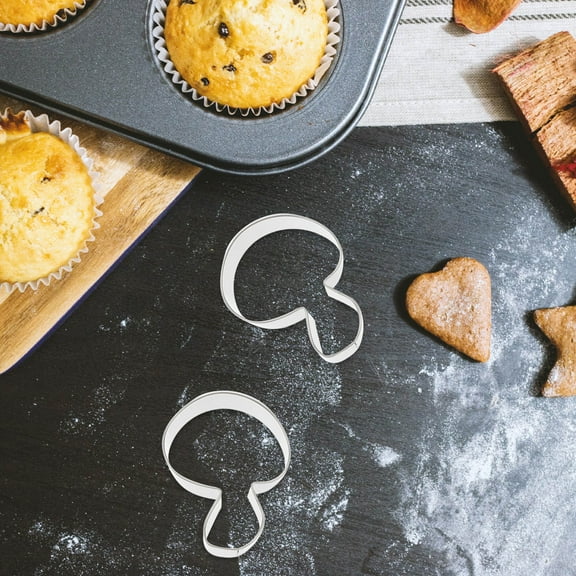 HAMPPLIES Mushroom Cookie Mold Baking Supplies Silver 4Pcs 2.75X2.36X0.98in