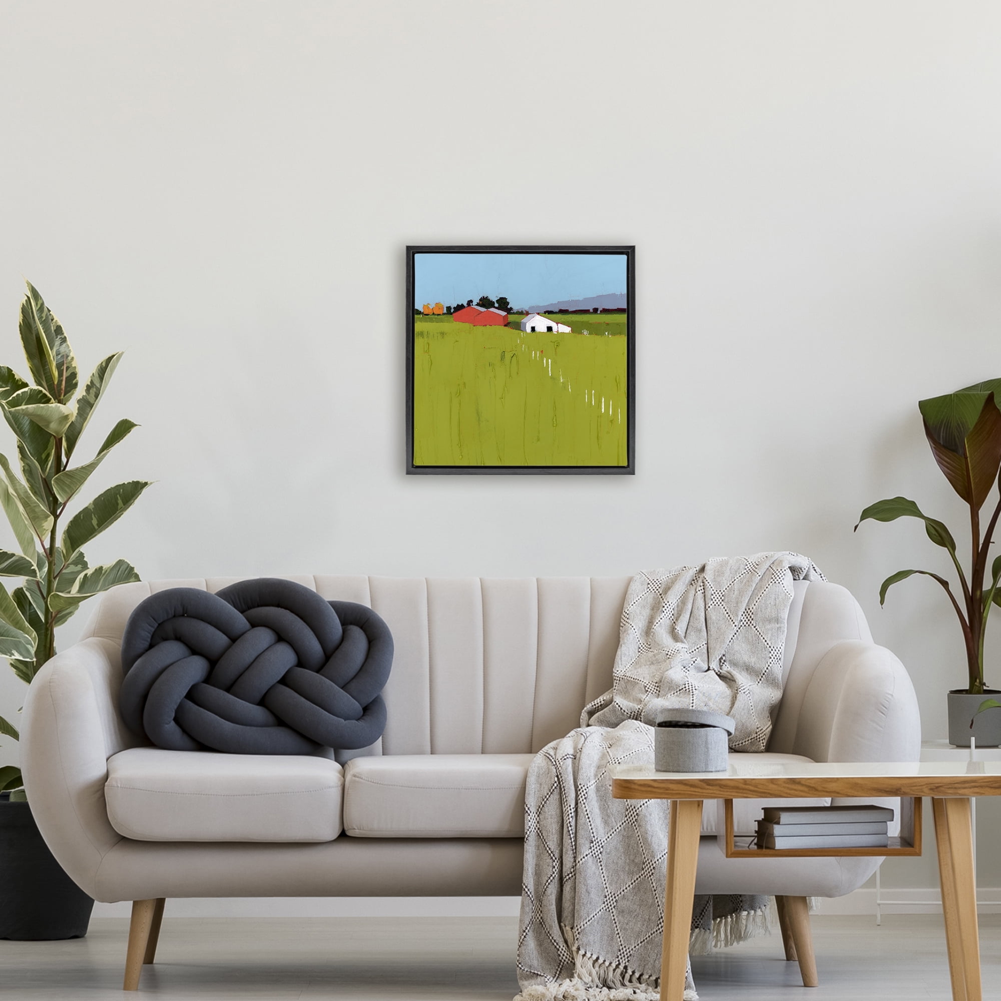 Pastoral Fence Line Black Framed Floater Canvas Wall Art, design by Ruth LaGue