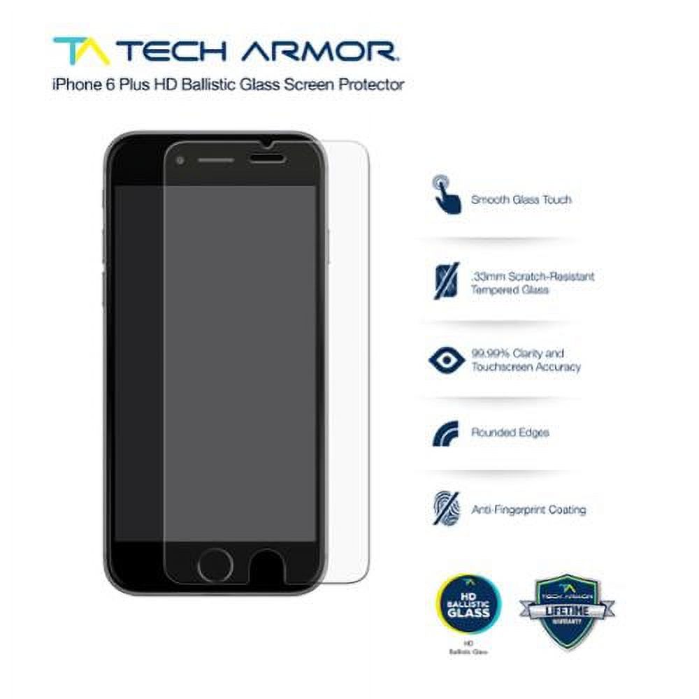 Tech Armor Privacy Ballistic Glass Screen Protector Designed for Apple iPhone 6 Plus and iPhone 6s Plus 5.5 Inch 1 Pack Tempered Glass - image 2 of 3