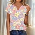 thumbnail image 7 of cocolona Womens Summer Boho Tops V Neck Short Sleeve T-shirt Fashion Casual Loose Tees Dressy Tunic Blouses, 7 of 7