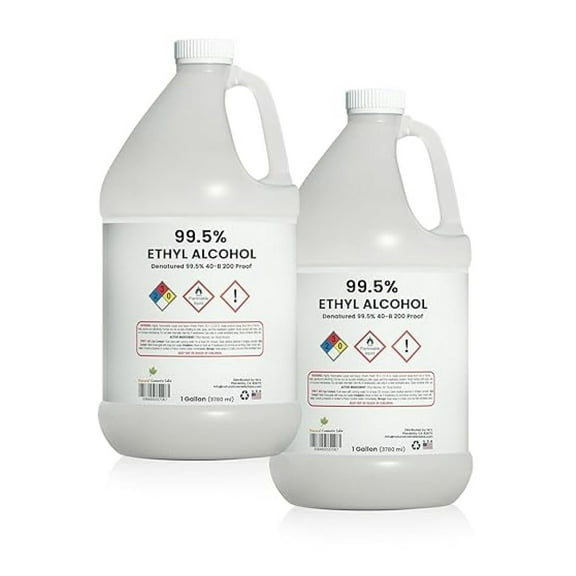 Ethyl Alcohol 99.5% Denatured Alcohol - Made in USA, 1 Gallon (2 Pack) - High Purity Ethanol for Industrial & DIY Projects - Fuel, Cleaning, Solvent