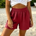 thumbnail image 5 of Hurxie Women's Sweat Shorts Casual Drawstring Shorts Comfy High Waisted Workout Lounge Shorts with Pockets Red,3XL, 5 of 7