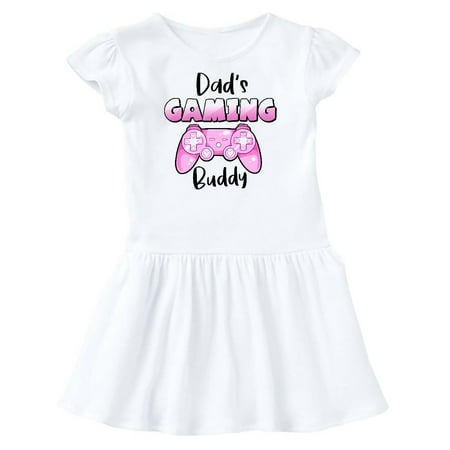 

Inktastic Dad s Gaming Buddy- Pink Controller Gift Toddler Girl Dress