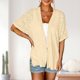 thumbnail image 4 of Top de ganchillo básico para mujer, cárdigan informal de ajuste holgado, traje de vacaciones de algodón informal FLhrweasw Para estrenar, 4 of 7