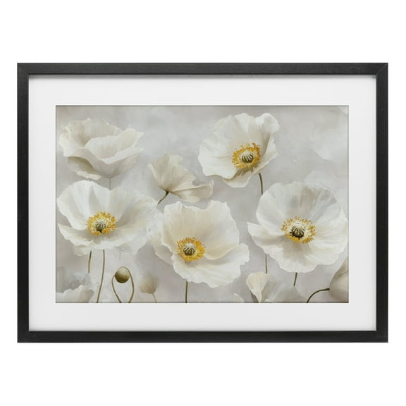 Stupell Industries Elegant White Floral Black Framed Print Under Glass design by Petal Prints Design, 14 x 20