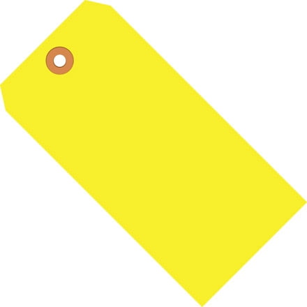 Aviditi Shipping Tags, 5 1/4" x 2 5/8", 13 Pt, Fluorescent Yellow, with Reinforced Eyelet, to Identify Or Address Items That Cannot be Labeled and to Color Code Shipments, Case of 1000