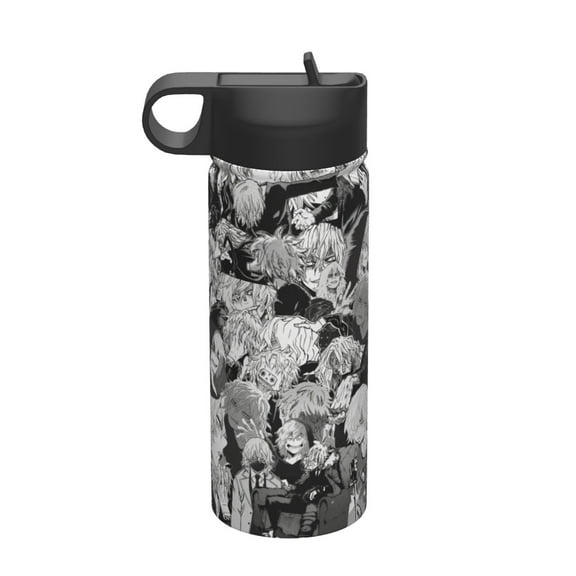 Shigaraki Tomura Insulated Water Bottle, 18oz Vacuum Stainless Steel Sports Kettle With Straw Lid, Leakproof Drinking Thermos Cup For Outdoor Gym Travel