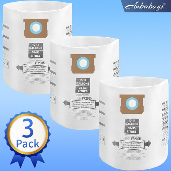 10-14 Gallon Disposable Collection Filter Bags,Fits Shop-Vac 10-14 Gallon Vacuum Disposable Filter Bags,90662, 3-Pack, Type F
