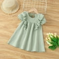 thumbnail image 2 of EnJoCho toddler Dress Kids Girls Solid Cotton Linen Sleeveless Beach Straps Dress Ruffles Princess Dresses Clothes Little & Big Children Summer Fashion Party Dresses 2-3 Years, 2 of 6
