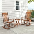 thumbnail image 4 of Gymax 3PCS Patio Poplar Wood Rocking Bistro Set Outdoor Furniture Set for Garden, 4 of 10