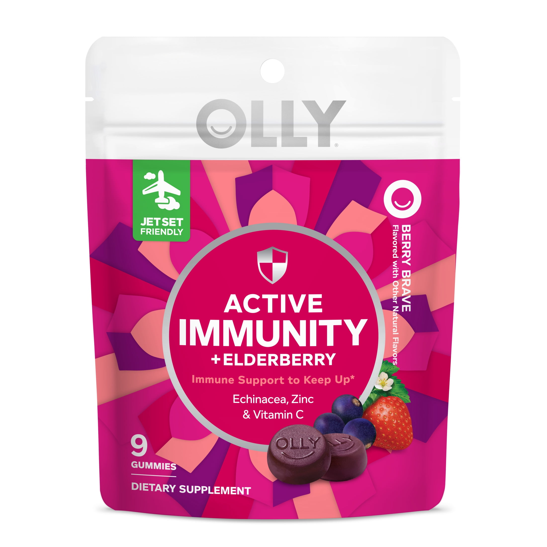 OLLY Active Immunity Elderberry Gummy Supplement, Daytime Immune Support for Adults, 9 Ct