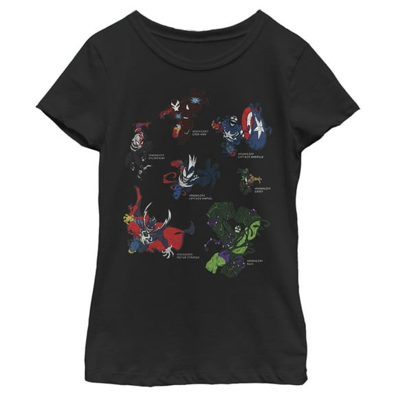Girl's Marvel Venomized Hero Circle Graphic Tee Black Medium