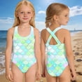thumbnail image 2 of Shadoumai Girls Swimsuit One Piece Cutout Tummy Control Tankini for Girls Quick Dry & Stretchy Tropical Print Bathing Suit Swimwear Set Girl Stretch Strap, 2 of 5