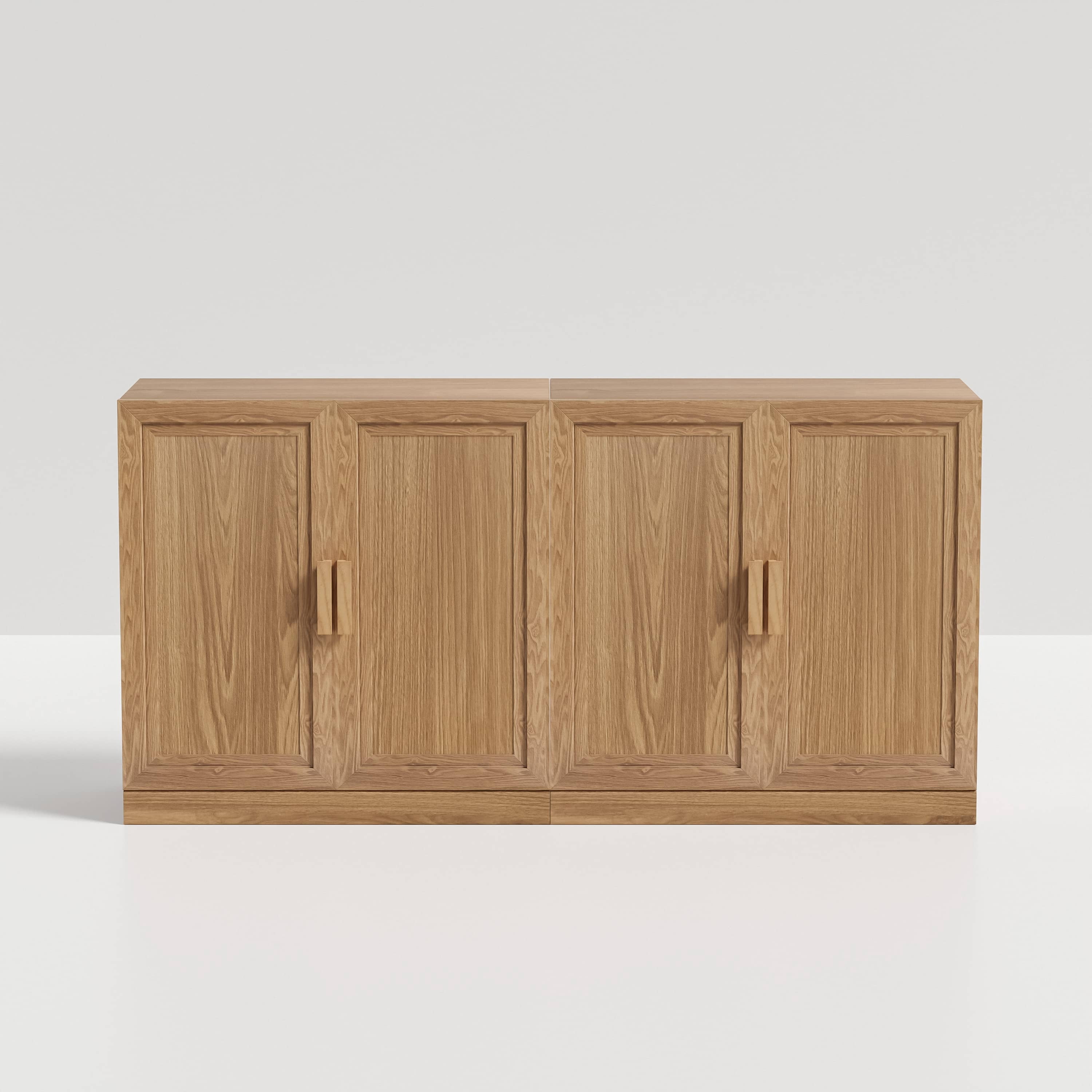 MAYEERTY 31"x31"x16" Storage Cabinet Wood Accent Cabinet for Living Room, Natural Wood