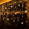 thumbnail image 2 of 13 Ft Snowflake Curtain Light Plug in String Light LED Fairy Night Light, Perfect for Christmas Wedding Party Decoration Chandelier Luminarias - Warm White, 2 of 7