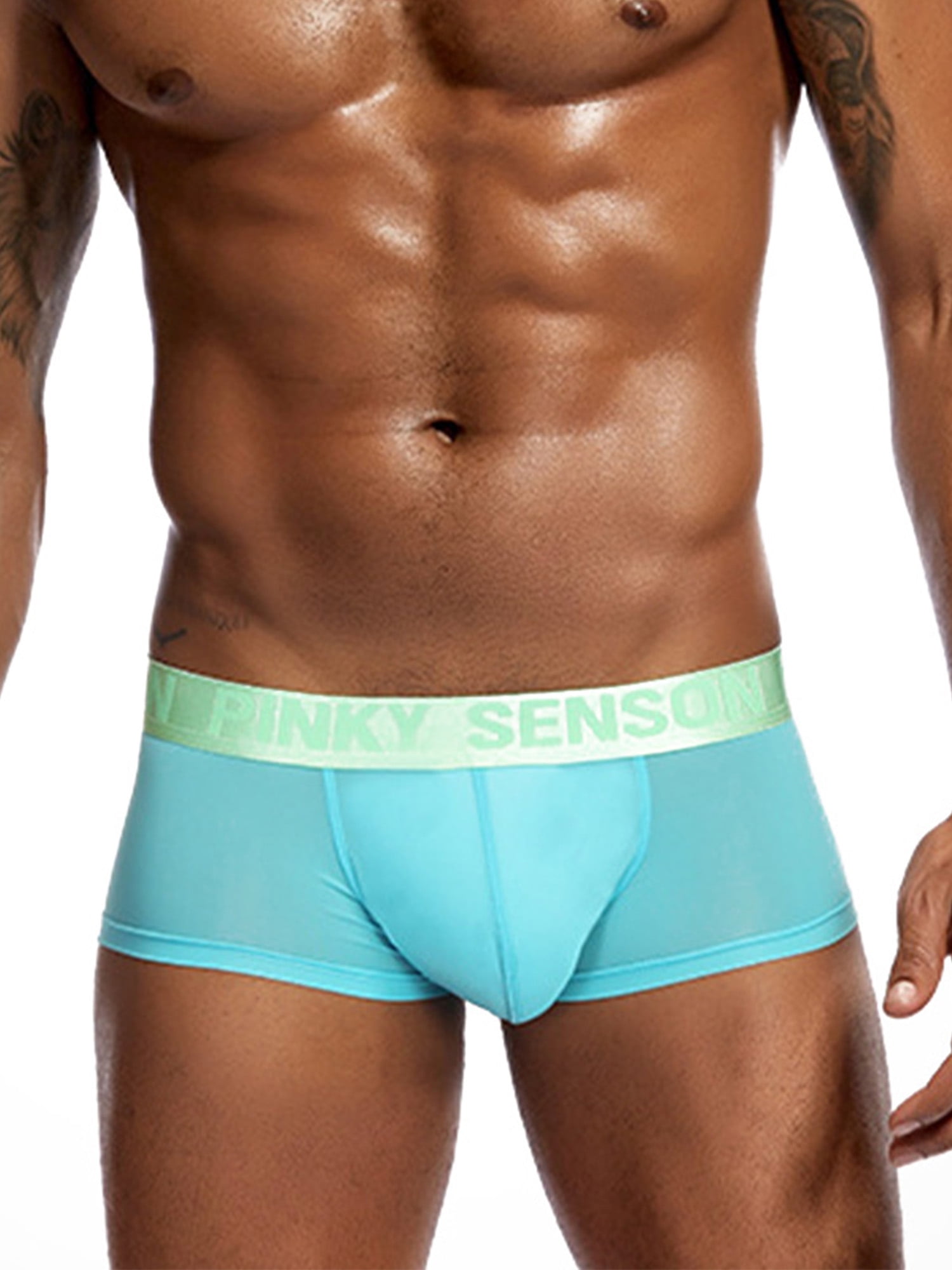 Summer Men Underwear hole design Silk Pouch Low Waist Boxer Brief Short low wais