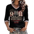 thumbnail image 2 of USA 25th Anniversary Never Forget 9/11 Womens Memorial Shirt Patriotic Tee Towers & Flag Graphic Design Top Gray S, 2 of 4