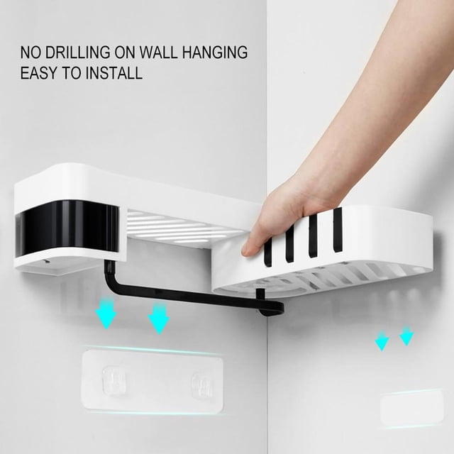 Estante de Almacenamiento para Baño Estante de Ducha, Estante Giratorio Multifunción Estante de Esquina Succión Autoadhesivo-Jabón de Baño - Estante O Blanco + negro Macarena estante de la esquina de la ducha