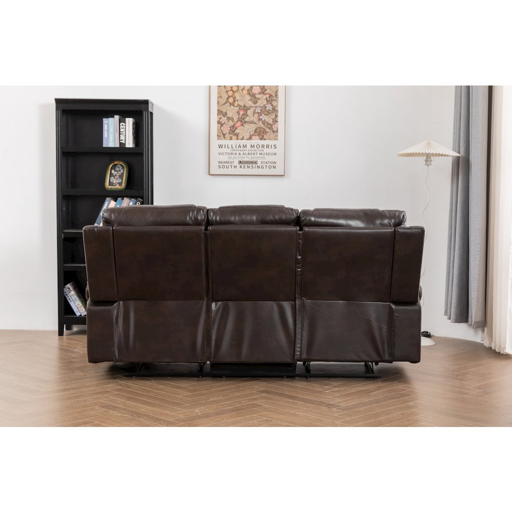 Ilyiano Two Tone Faux Leather Livingroom Reclining Sofa In Brown