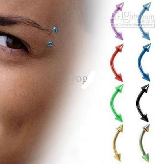 Curved Barbell Titanium Anodized With Spikes 1 piece 16gx6mmx3mm (TB/16) (blue)