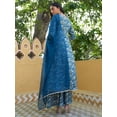 thumbnail image 5 of Janasya Women's Teal Cotton Foil Floral Printed Pant Set with Scarf, 5 of 5