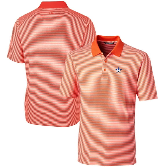 Men's Cutter & Buck  Orange Houston Astros Forge Tonal Stripe Stretch Polo