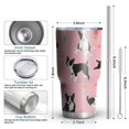 thumbnail image 6 of 30oz Boston Terrier Dogs and Flowers Tumblers Stainless Steel Tumbler with Lid and Straw,Vacuum Insulated Double Wall Travel Tumbler Cups Mug with Cleaning Brush for Coffee,Tea, 6 of 7