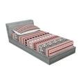 thumbnail image 2 of Ambesonne Floral Fitted Sheet & Pillow Sham Set, Spring Flowers Stripes, Twinxl, Grey Pink Burgundy, 2 of 2