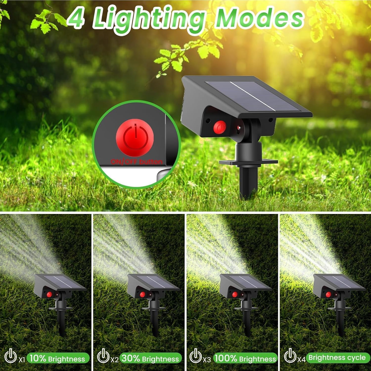 FTX 4-Pack Solar Landscape Lights, Outdoor Spotlights
