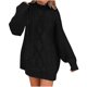 thumbnail image 1 of ICHUANYI Liquidación Jersey extragrande con cuello redondo para mujer Otoño Cable Knit Manga larga Chunky Short Sweaters Vestidos ICHUANYI WER202308172442, 1 of 4