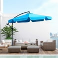 thumbnail image 2 of Outsunny Parasol Déporté Suspendu de Patio 9 Pi avec Inclinaison Facile, Base en Croix et 8 Baleines pour Cour Arrière, Bord de Piscine, Pelouse et Jardin, Bleu, 2 of 9