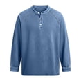 thumbnail image 4 of Afdoent Men's Polo Shirts Timeless Washed Long Sleeve Shirt For With Classic Crew Neck And Button Placket Vacation Beach Shirts, 4 of 4