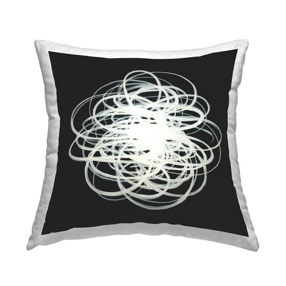 Stupell Industries Black & White Abstract Scribble Square Decorative Printed Throw Pillow, 18 x 18