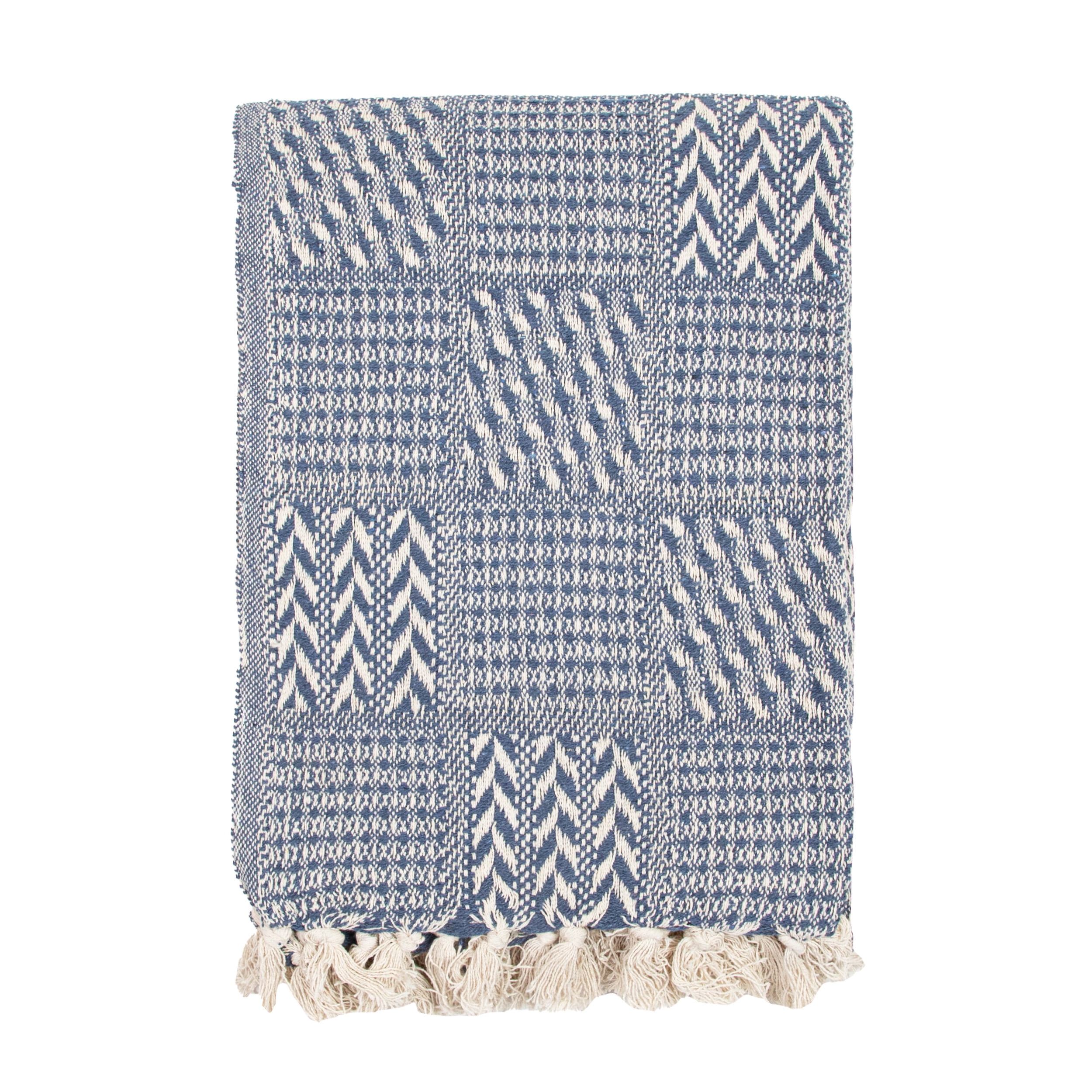 Arkwright Cotton Throw Blankets (Pack of 12), Eco-Green, Decorative Block Pattern, 4 Fixed Colors in a Pack, 50x70 in.