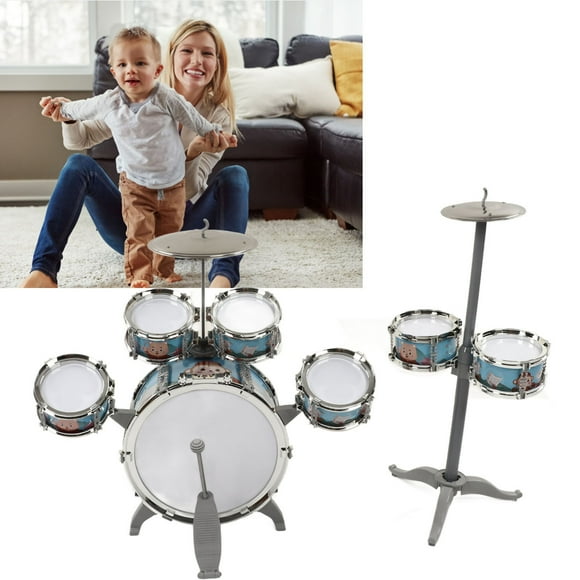 Kids Jazz Drum Set, Child Drum Kit High Strength Professional Structure 7 Drums Sound For 3 Years Old Above For Beginner