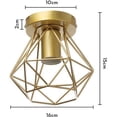 thumbnail image 5 of Lámpara de techo industrial AZUL jaula de metal forma de diamante lámpara de suspensión iluminación sala de estar pasillo dorado, 5 of 5