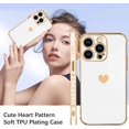 thumbnail image 3 of Compatible with iPhone 15 Pro Max Case Love Heart Plating Electroplate Luxury Elegant Case Camera Protector Soft TPU Screen Protector Shockproof Corner Back Cover -White, 3 of 6