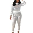 thumbnail image 2 of ZAZYULZ Two Piece Sets for Women Womens Casual Chic Sequin Glitter Sexy 2 Piece Outfits Top And Pant Suit Two Piece Pants Set(White,S), 2 of 5