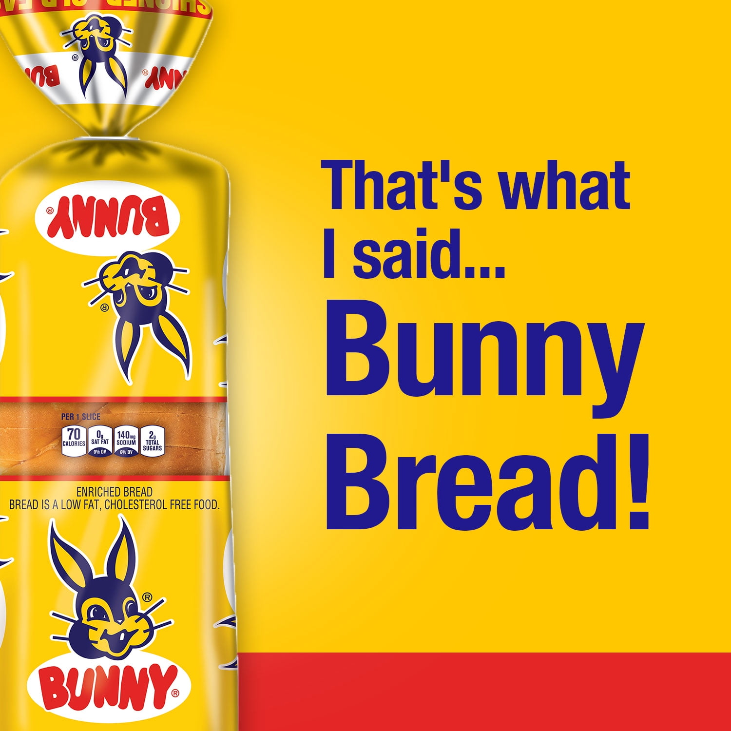 Bunny Bread Old Fashioned, Enriched Sliced White Bread, 20 oz Loaf