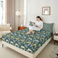 thumbnail image 4 of Homewish Chic Flowers 4 Pieces Queen Sheet Sets For Kids Teens Adults,Floral Blossoms Leaves Ultra Soft Flat Sheet,Retro Vintage Queen Fitted Sheet,Ultra Soft Home Decor, 4 of 7