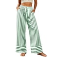 thumbnail image 2 of Tqcoqu Women's Striped Wide Leg High Waist Pants,Drawstring Elastic Loose Casual Beach Vacation Long Trouser with Pockets, 2 of 8